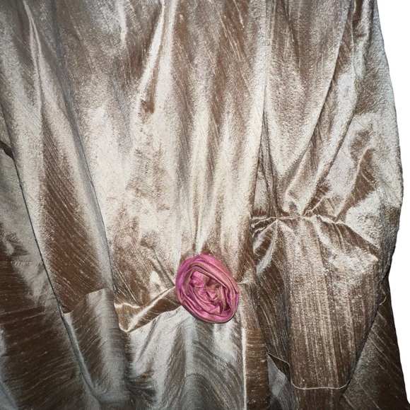 Lee Andersen Vampiress Skirt XL Taupe Gold Dupioni Silk Roses Wedding Formal - Picture 8 of 15